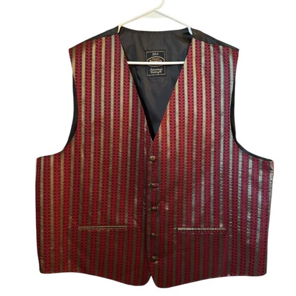 Men's Striped Red Vest - Picture 1 of 15